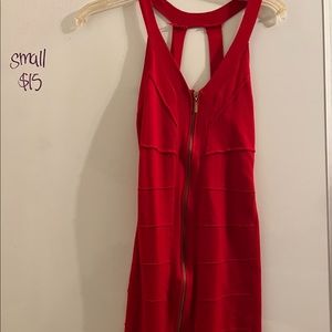 Red mini dress with front zipper